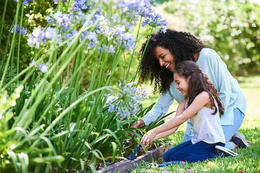Mother and Daughter gardening